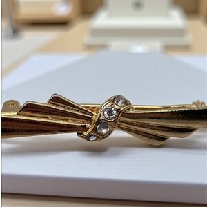 Gold Tone Rhinestone Bow Brooch Pin‎ Women's Jewelry Gift